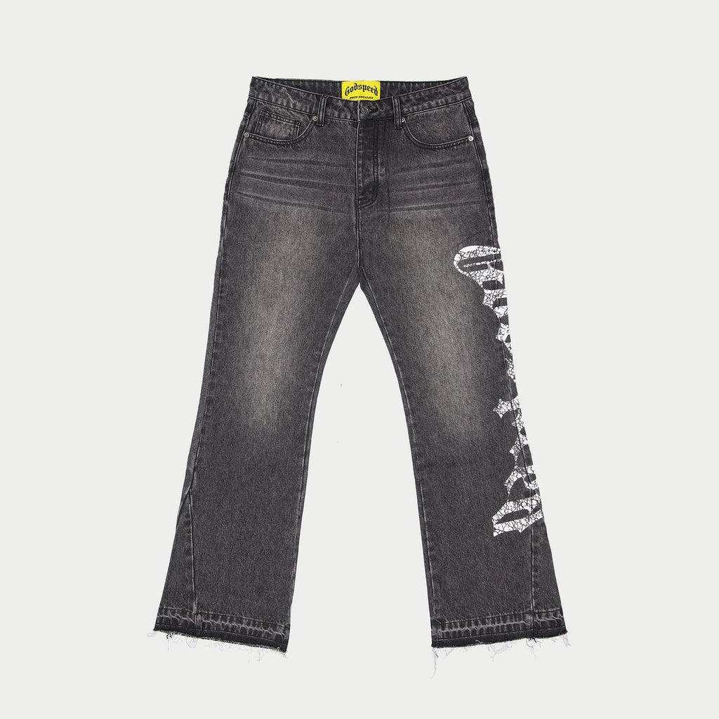 Godspeed OG Logo Flared Denim Printed (Grey Wash) - New