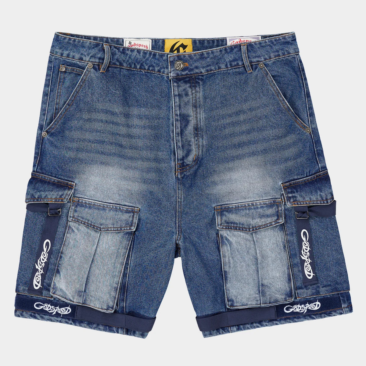 Godspeed Utility Denim Shorts (Blue/Blue) - New