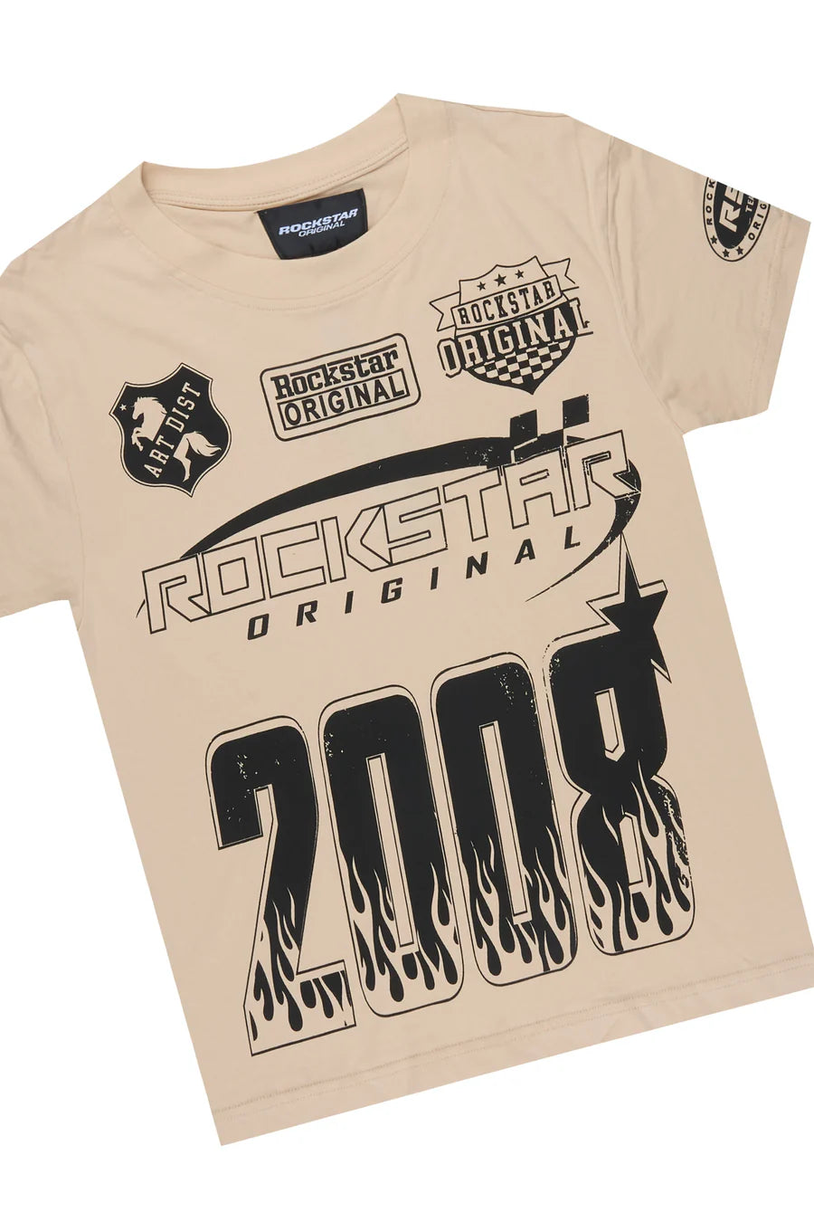 Rockstar Original Boys Amos Beige Oversized T-Shirt - New