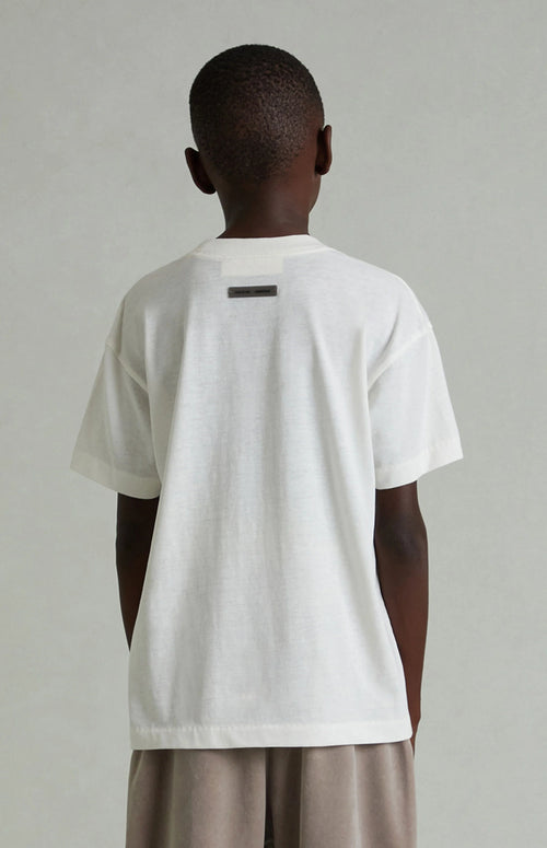 Fear of God ESSENTIALS Kids Ivory Classic Embroidered Short Sleeve T-Shirt - New