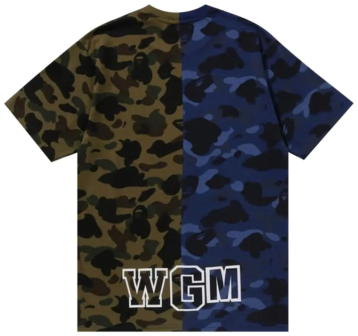 BAPE Split Camo Shark Tee Navy - New