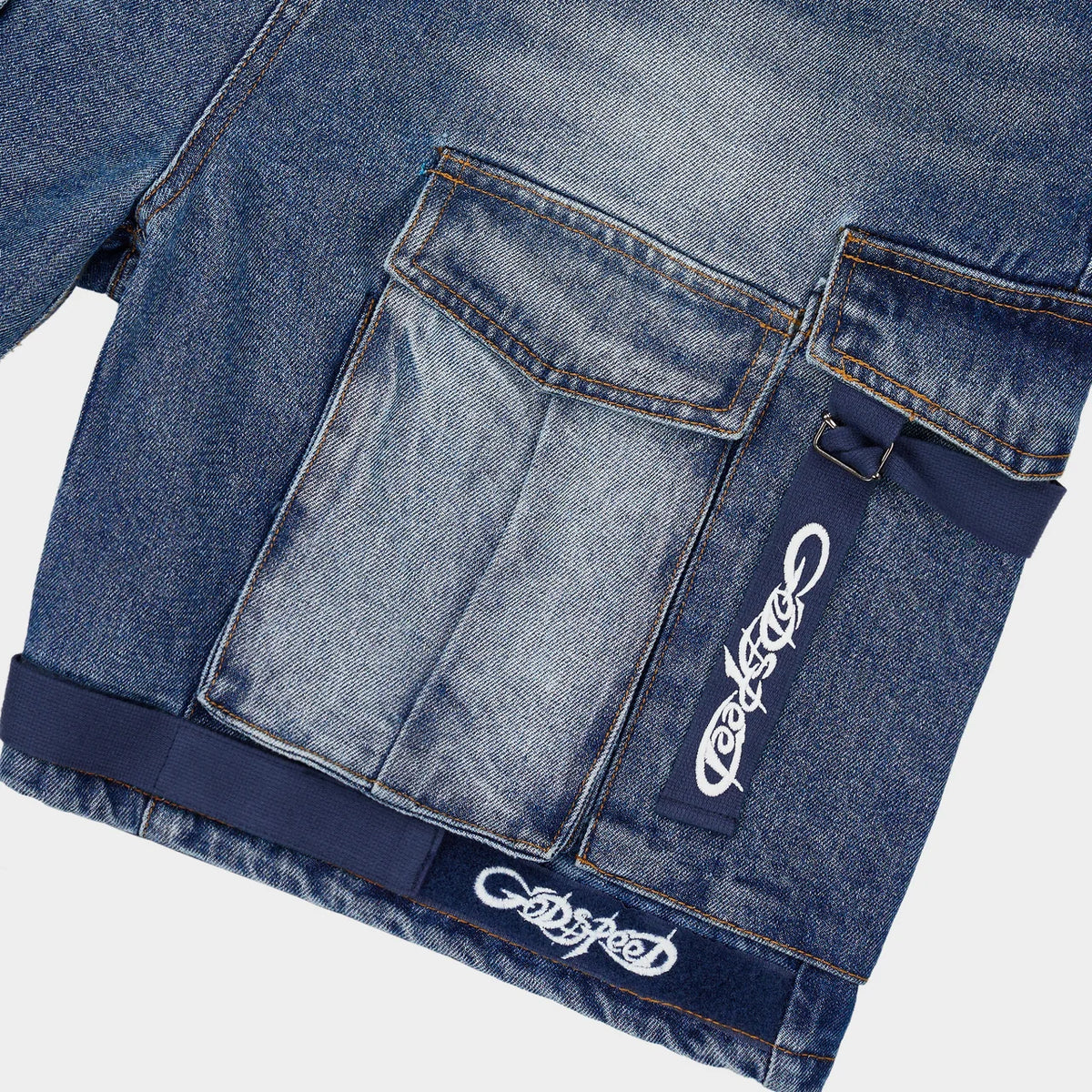 Godspeed Utility Denim Shorts (Blue/Blue) - New