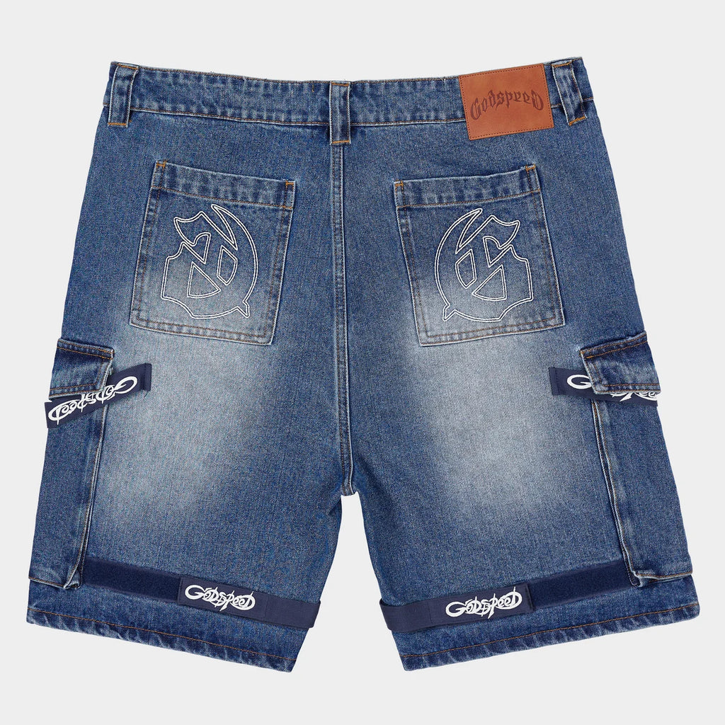 Godspeed Utility Denim Shorts (Blue/Blue) - New