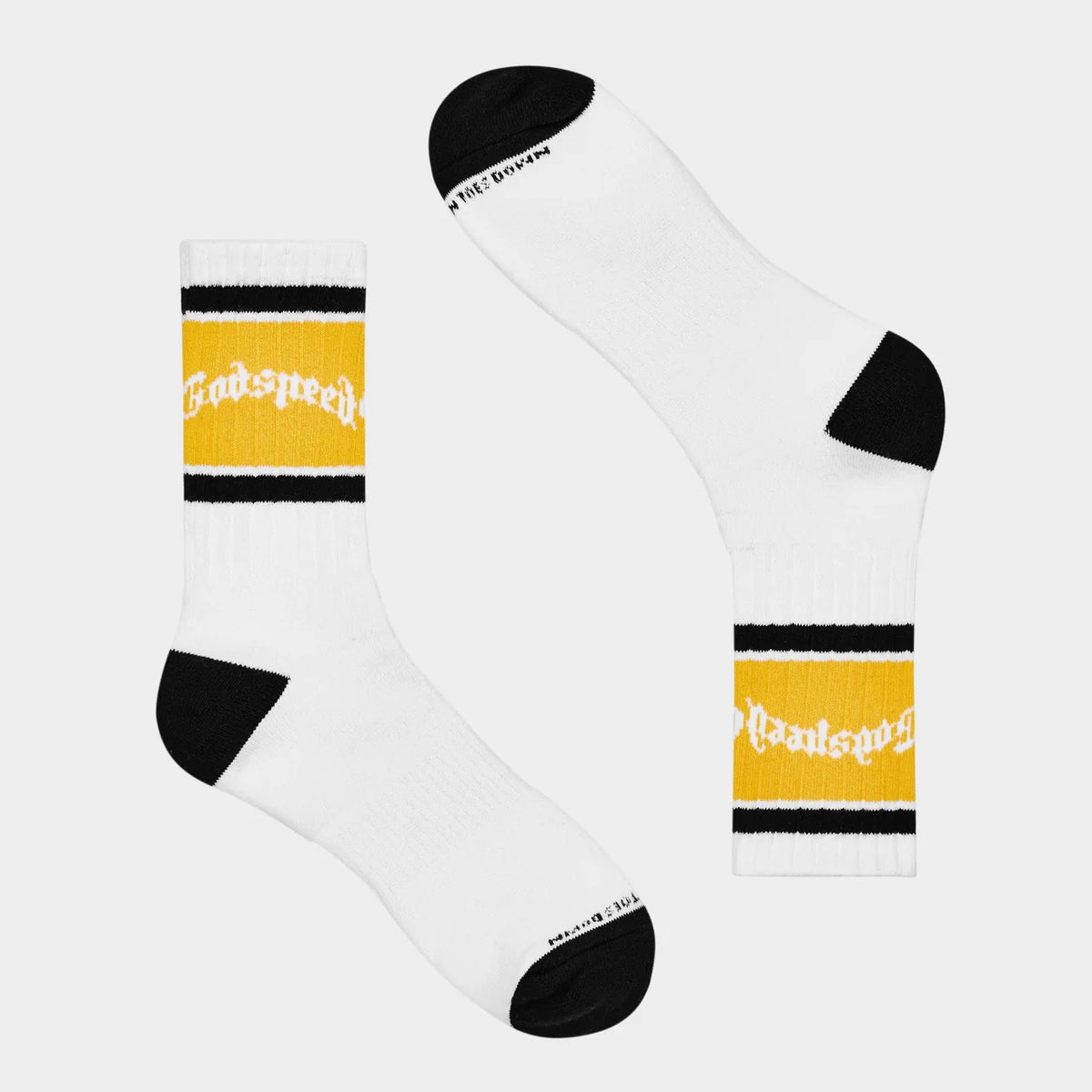 Godspeed OG Logo Striped Sock (White/Yellow) - New