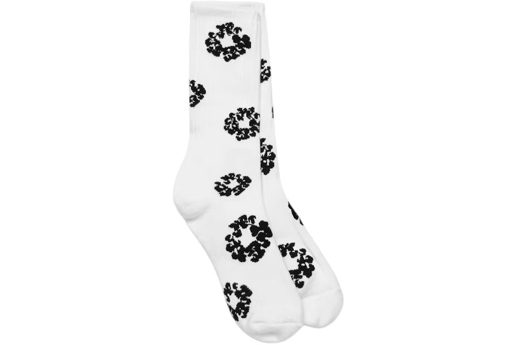 Denim Tears Cotton Wreath Socks White - New