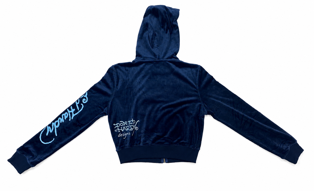 Ed Hardy NY Skull City Velour Jacket Navy - New