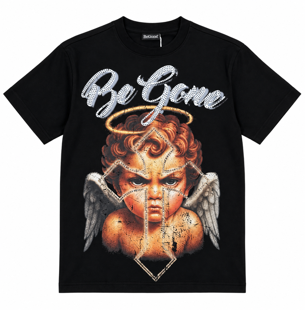 PJMARK Be Gone Rhinestone T-Shirt Black - New