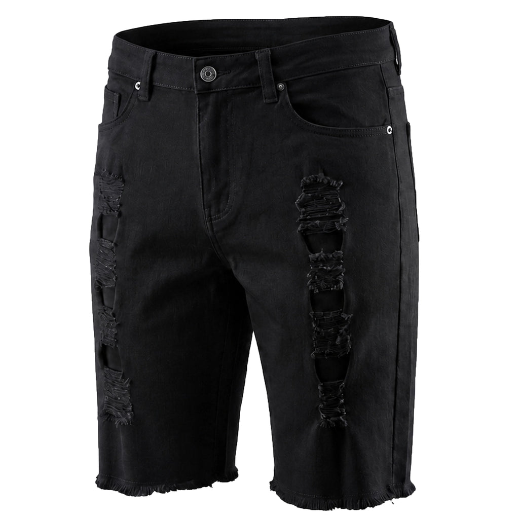 Ripped Stretch Denim Jean Shorts - New