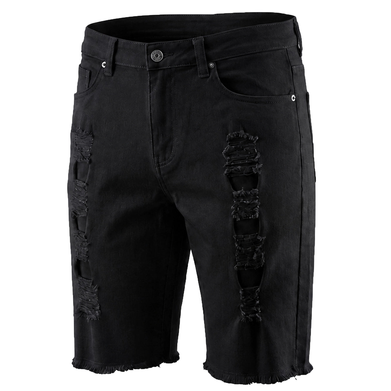 Ripped Stretch Denim Jean Shorts - New