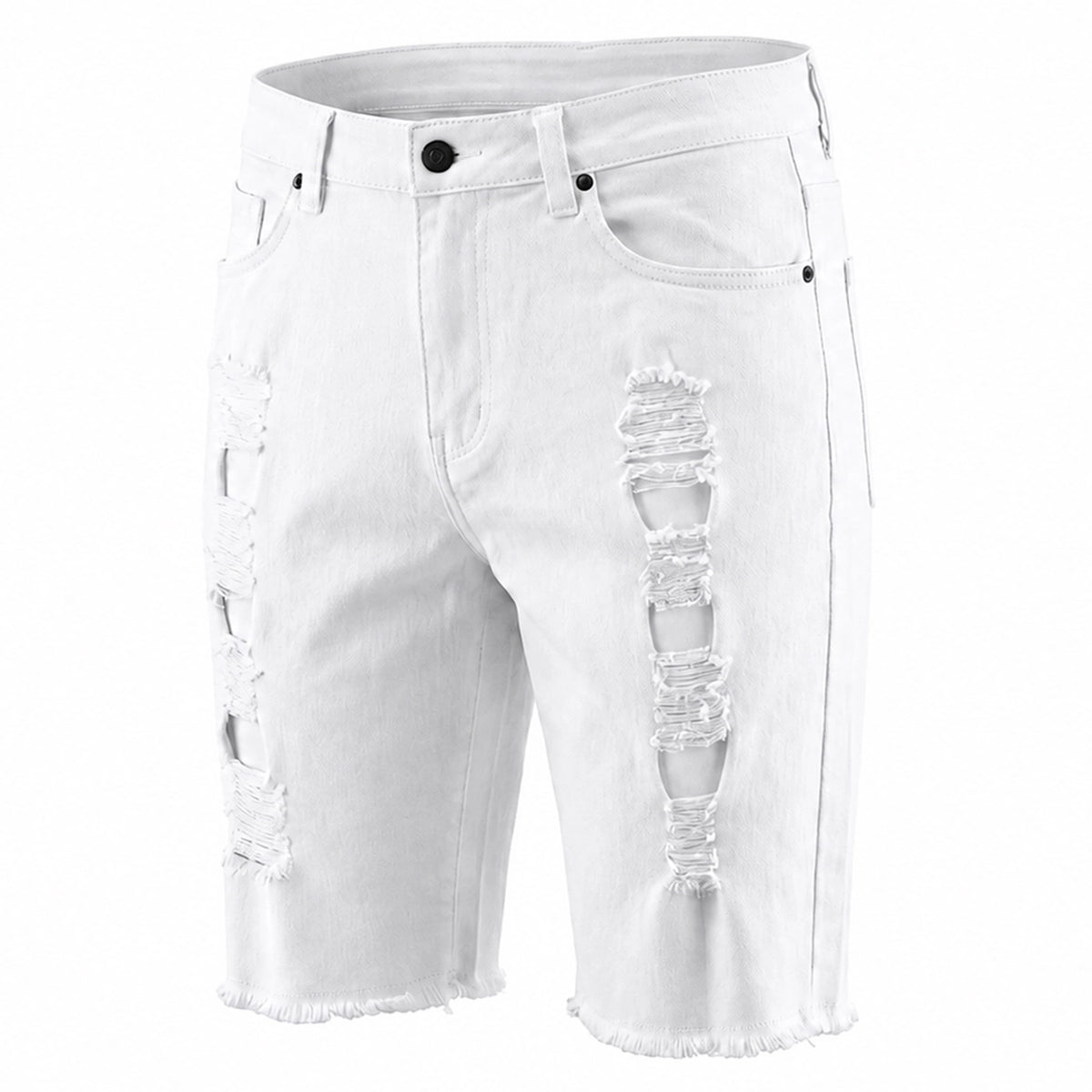 Ripped Stretch Denim Jean Shorts - New