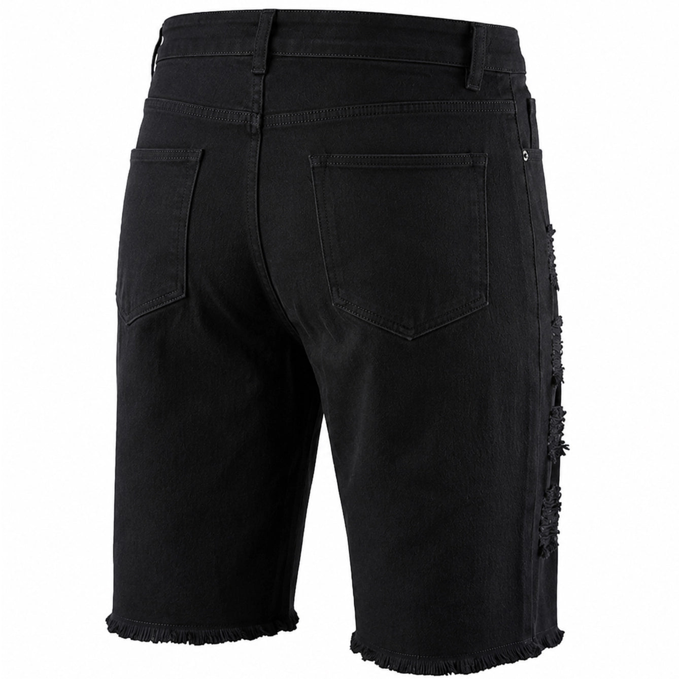 Ripped Stretch Denim Jean Shorts - New