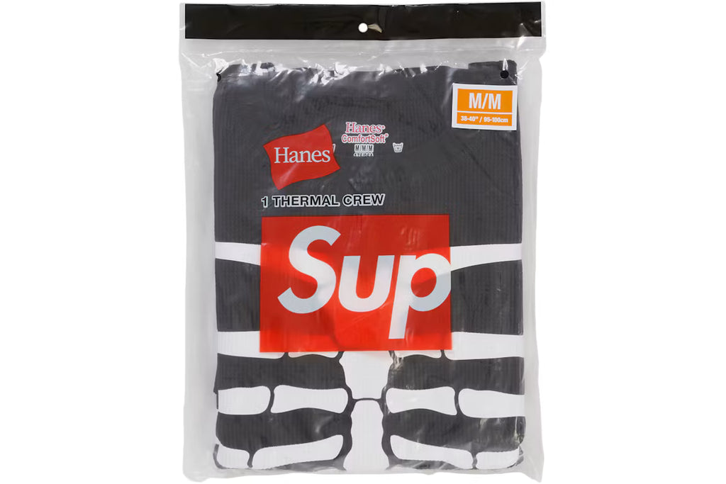 Supreme Hanes Bones Thermal Crew FW26 (1 Pack) Black - New