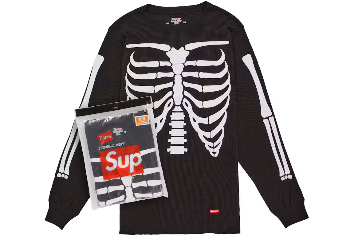 Supreme Hanes Bones Thermal Crew FW26 (1 Pack) Black - New