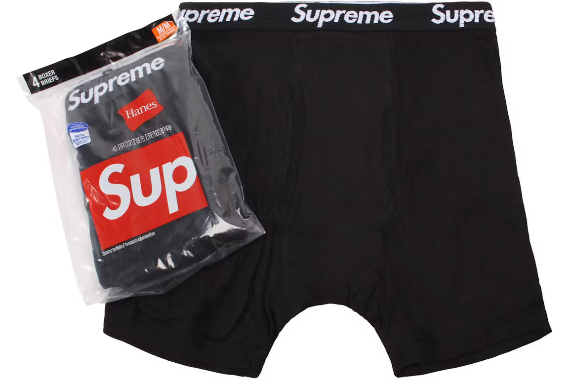 Supreme Hanes Boxer Briefs (4 Pack) Black - New