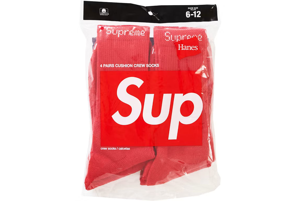 Supreme Hanes Socks (4 Pack) Red - New