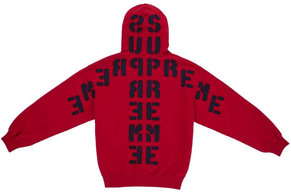 Supreme Mirrored Applique Hooded Sweatshirt Dark Red - New