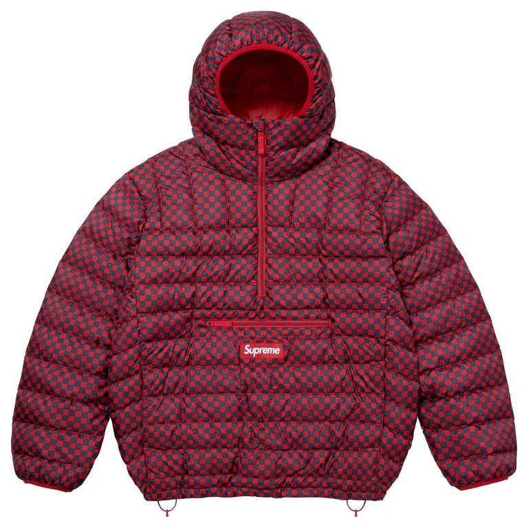 Supreme Micro Down Half Zip Hooded Pullover (FW26) Red Checkerboard - New