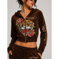 Ed Hardy Tiger Retro Velour Jacket - New